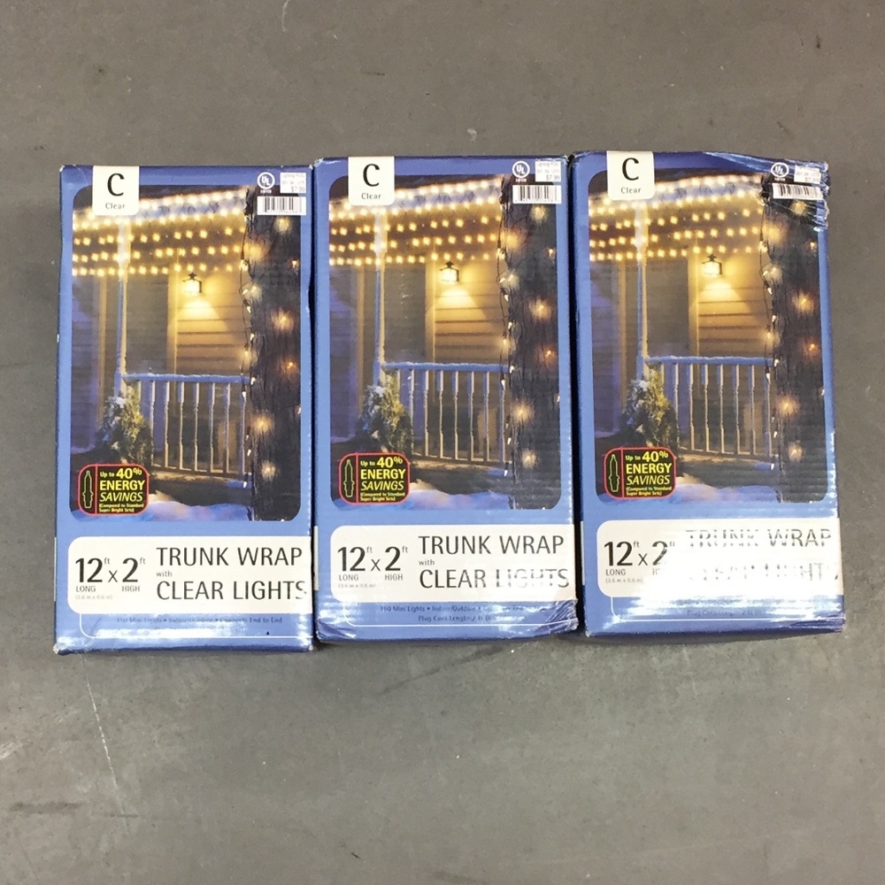 LOT of 3 Boxes of NEVER USED Clear Trunk Wrap Clear Mini Lights
